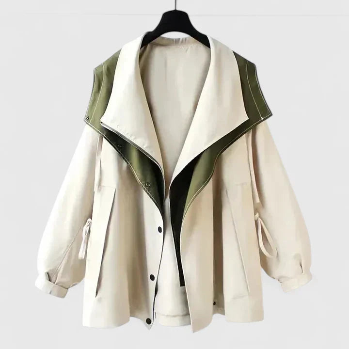 Damen Jacke mit Farbblock Design und Reißverschluss | Oversized