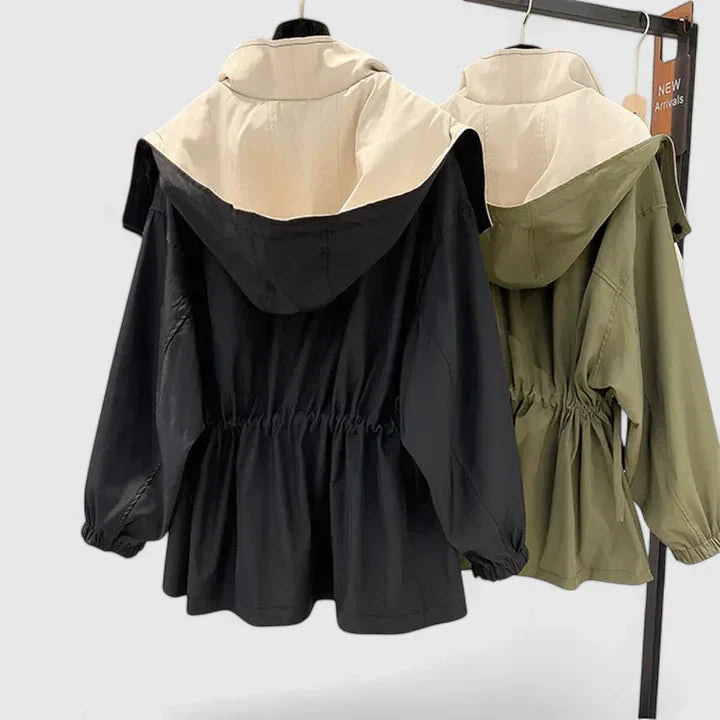 Damen Jacke mit Farbblock Design und Reißverschluss | Oversized