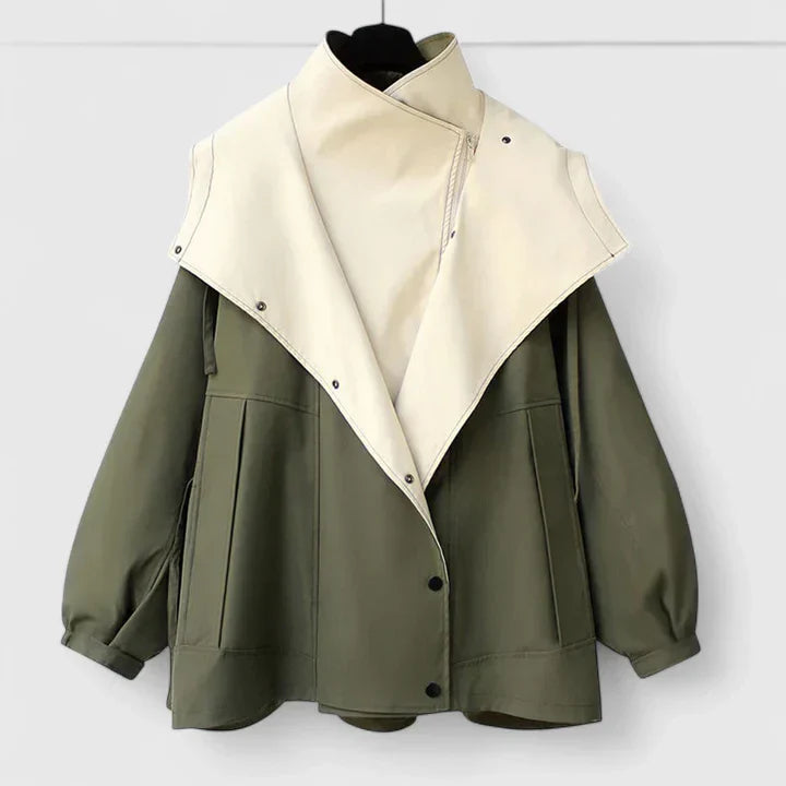 Damen Jacke mit Farbblock Design und Reißverschluss | Oversized