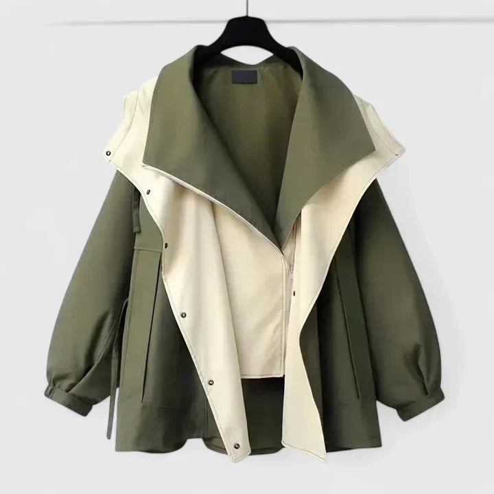 Damen Jacke mit Farbblock Design und Reißverschluss | Oversized