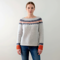 Damenpullover mit Print und Rundhalsausschnitt | Gerippte Bündchen