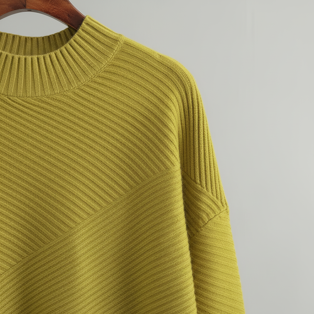 Damenpullover mit diagonalem Rippstrickmuster | Oversized