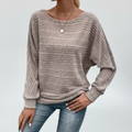 Damen-Strickpullover mit Strukturmuster | Lange Fledermausärmel