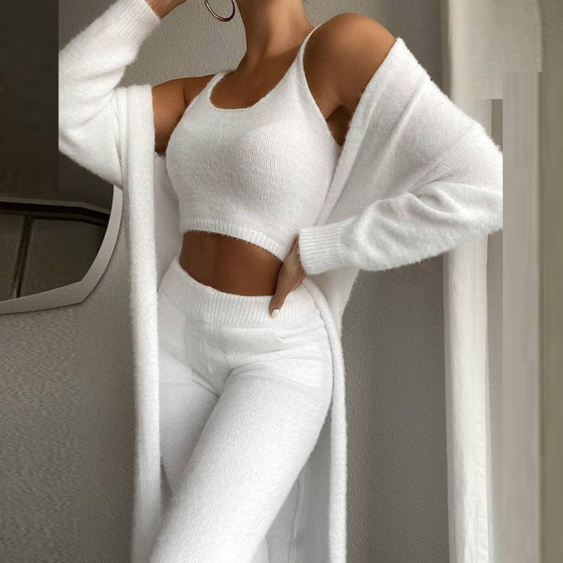 Damen Dreiteiliges Loungewear Set | Strick