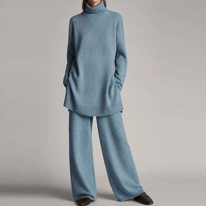 Damen Lässiges Rollkragen Set | Strick