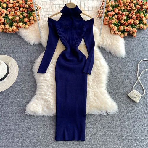 Damen Kleid aus Strick mit Cut-Out | Midi
