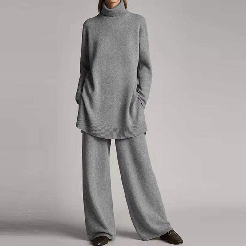 Damen Lässiges Rollkragen Set | Strick