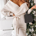 Damen Strickkleid mit Gürtel | Warme