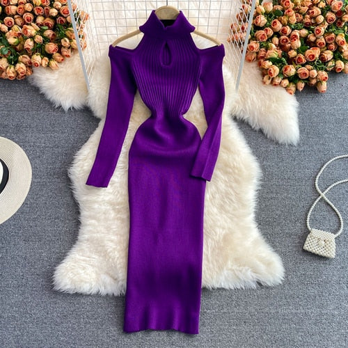 Damen Kleid aus Strick mit Cut-Out | Midi