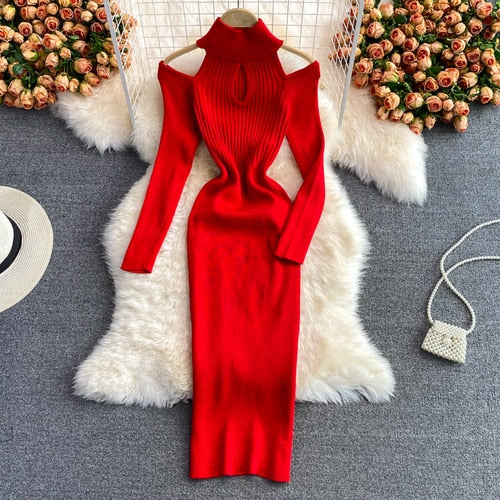 Damen Kleid aus Strick mit Cut-Out | Midi