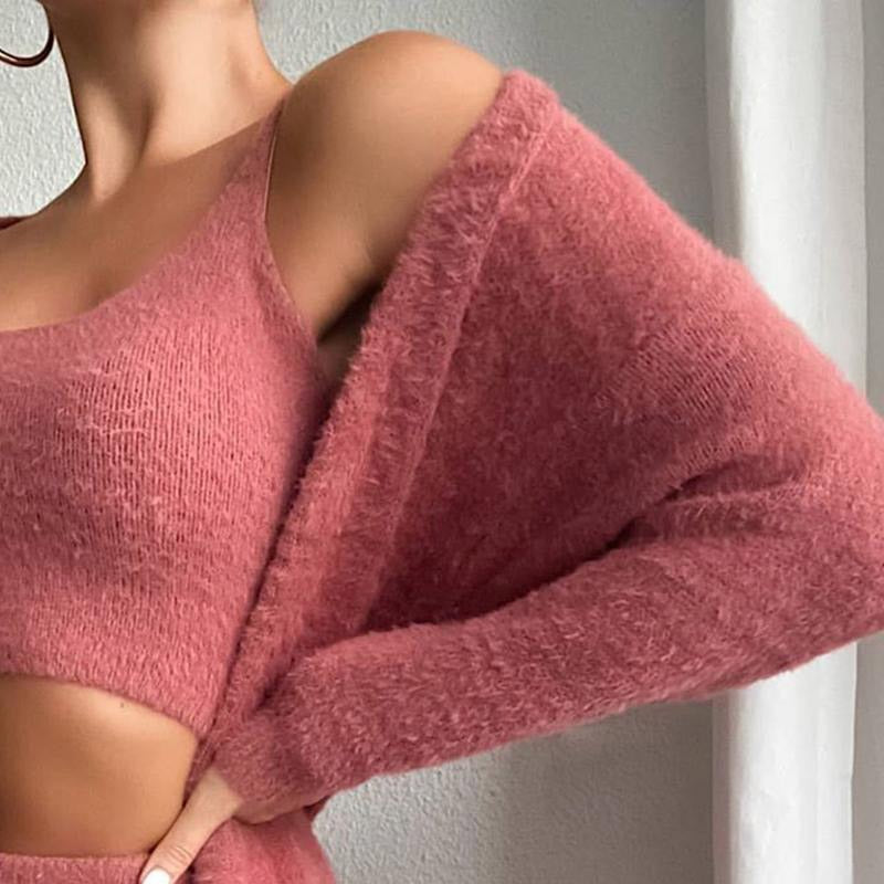 Damen Dreiteiliges Loungewear Set | Strick