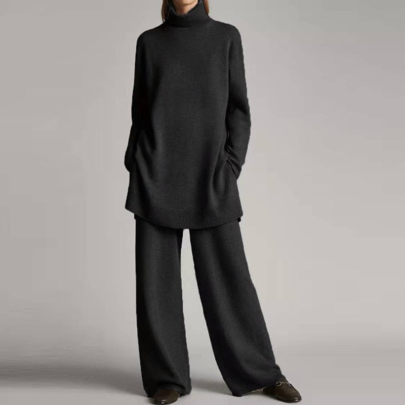 Damen Lässiges Rollkragen Set | Strick