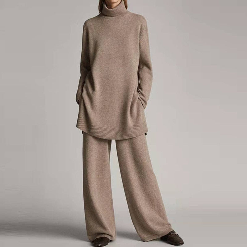 Damen Lässiges Rollkragen Set | Strick