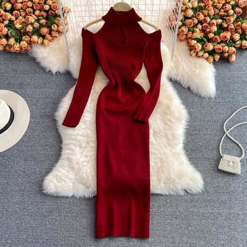 Damen Kleid aus Strick mit Cut-Out | Midi