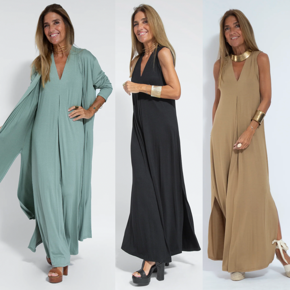 Damen Maxikleid und Cardigan-Set | Zweiteiler