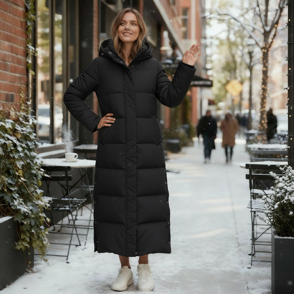 Damen Jacke Daunen Winter Lang Mit Kapuze | Reissverschluss