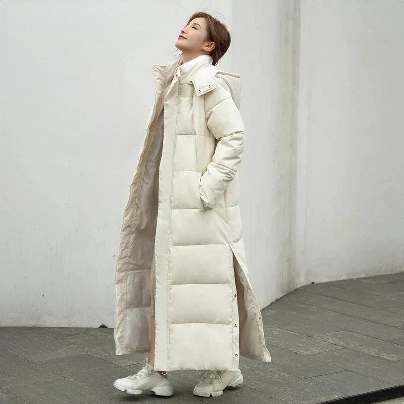 Damen Jacke Daunen Winter Lang Mit Kapuze | Reissverschluss