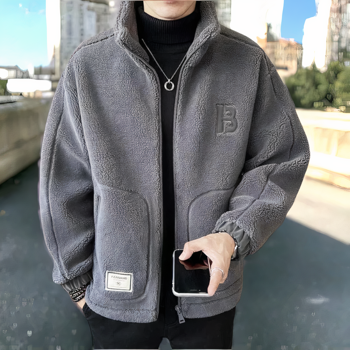 Herren Jacket Teddy Reissverschluss Winter | Stehkragen