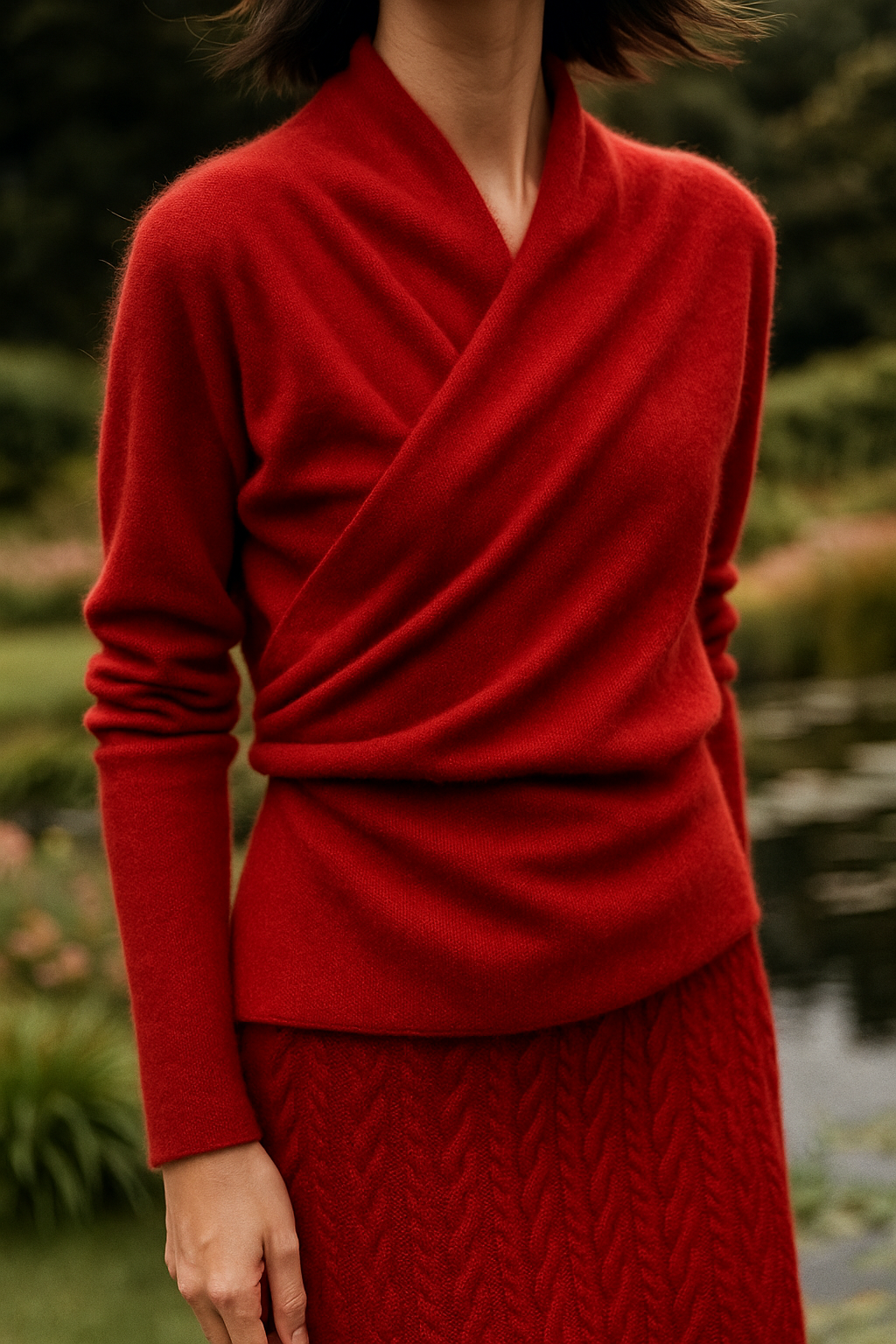 Damen Wickelpullover | Schmale Passform