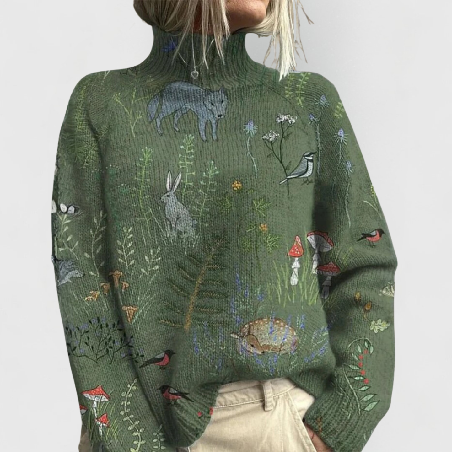Damen Bedruckter Rollkragenpullover | Winter