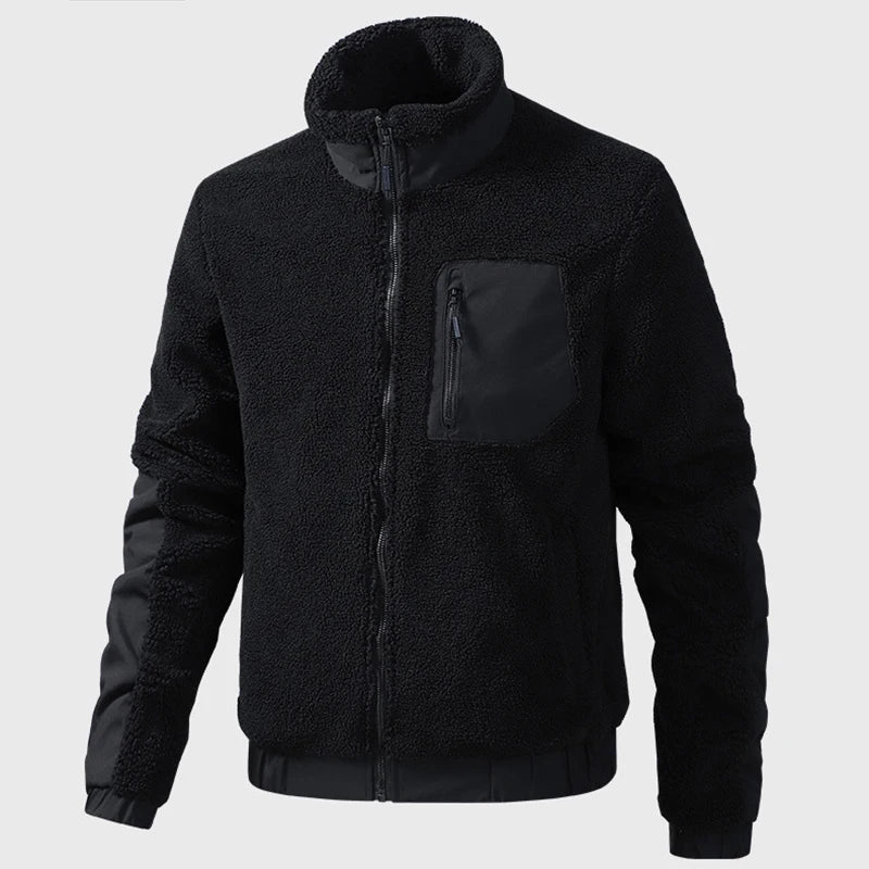 Herren Jacke Winter Stehkragen Gerippt | Reissverschluss