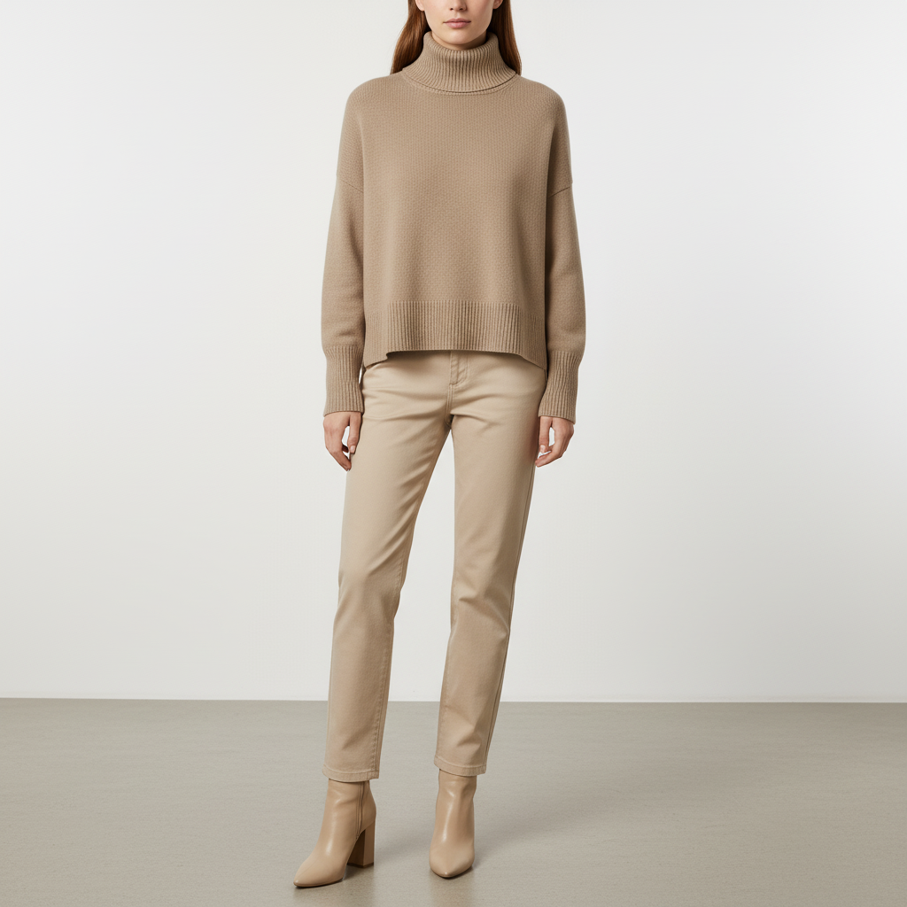 Damen Oversize-Rollkragenpullover | Überschnittene Schultern