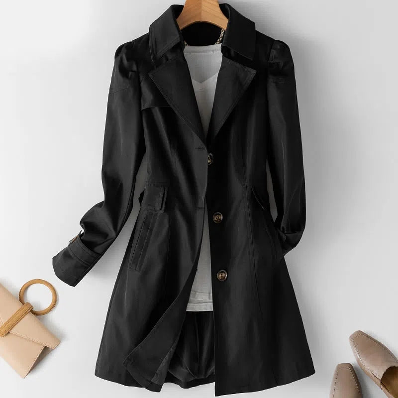 Damen Mantel Trench Lang Winter | Knöpfe