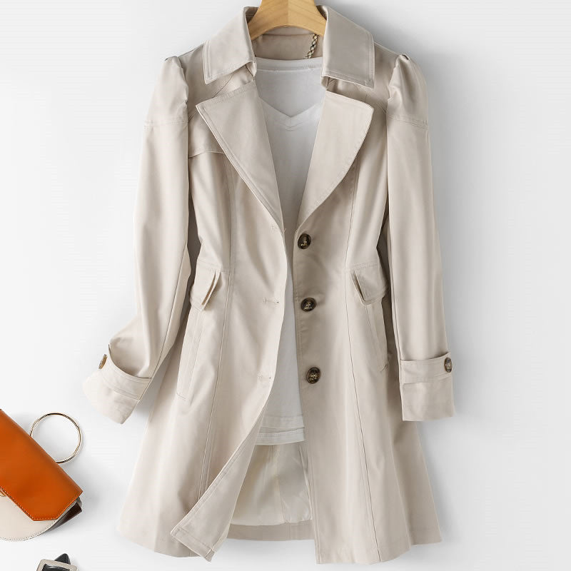 Damen Mantel Trench Lang Winter | Knöpfe