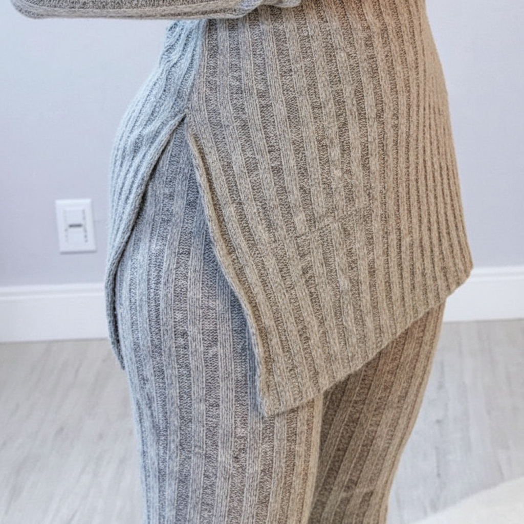 Damen Zweiteiliges Rippstrickset | Strick