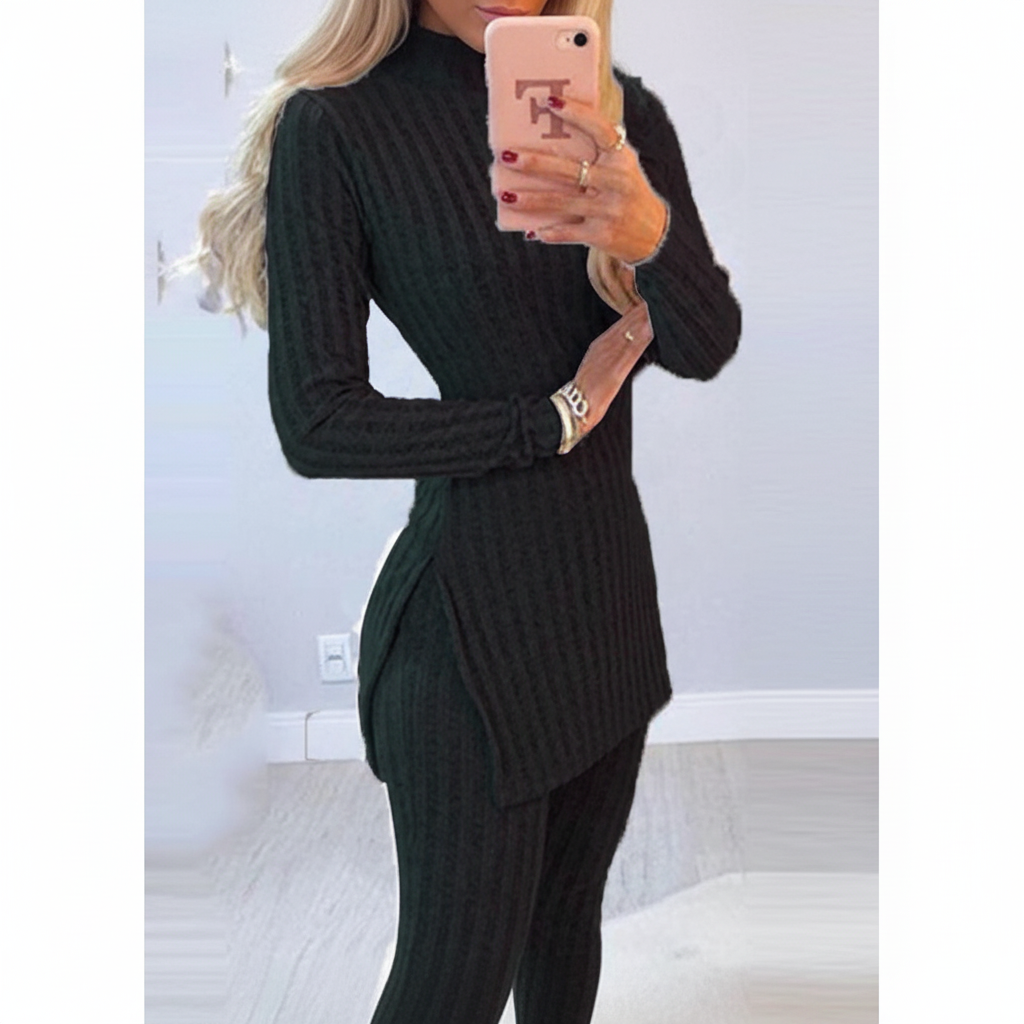 Damen Zweiteiliges Rippstrickset | Strick
