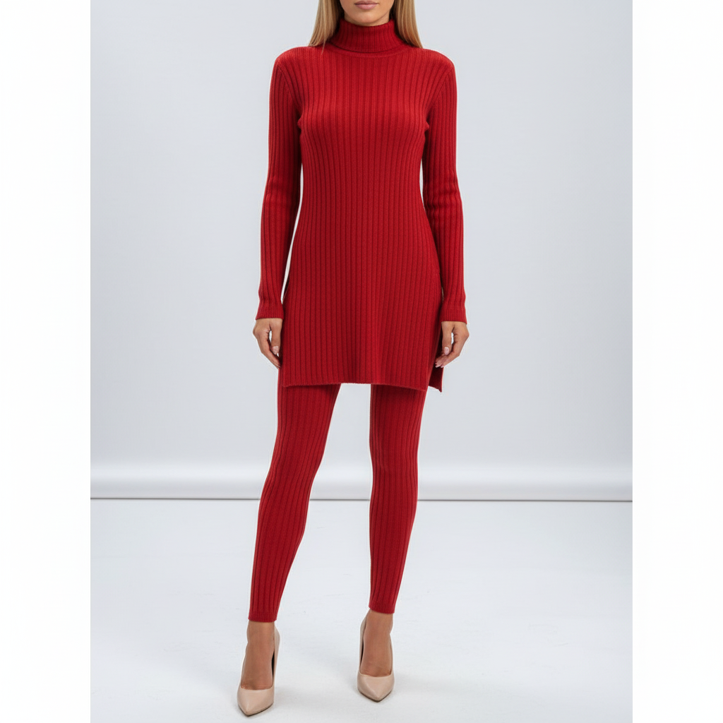Damen Zweiteiliges Rippstrickset | Strick