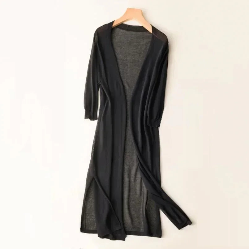 Damen Strickjacke Lang Mit Offener Front | Winter