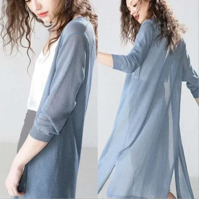 Damen Strickjacke Lang Mit Offener Front | Winter