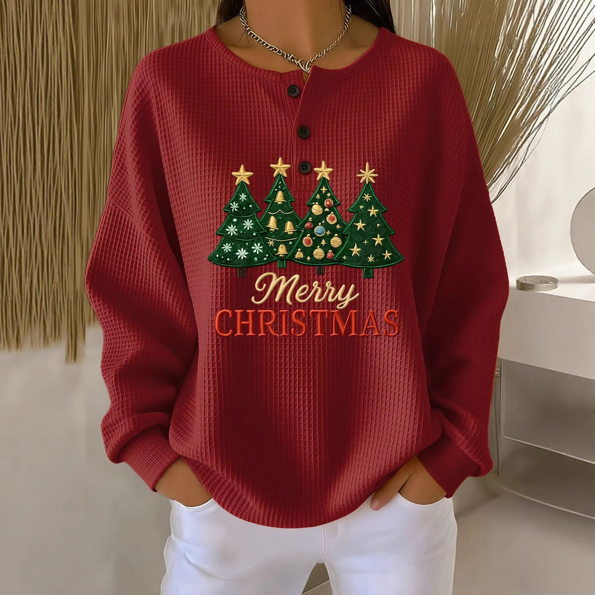 Damen Pullover Strick Gerippter Winter | Mit Rundhalsausschnitt