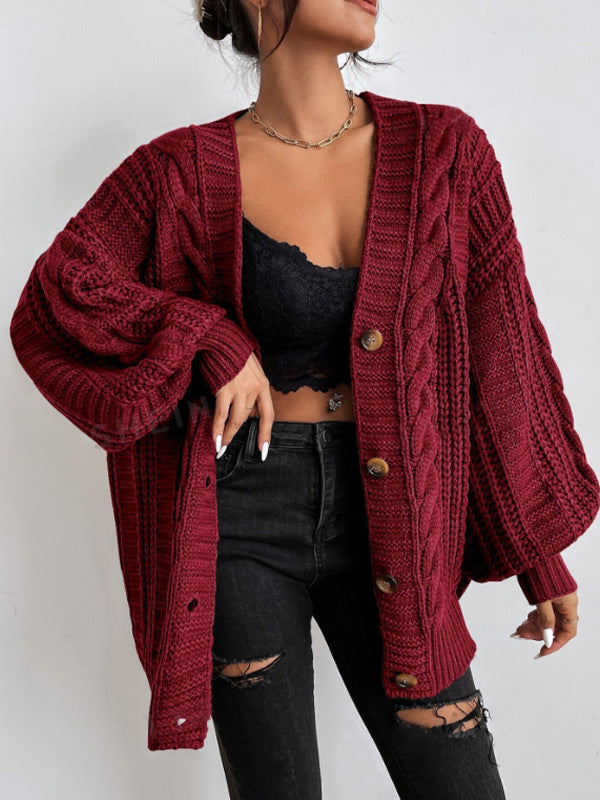 Damen Strickjacke Oversized Strick Langarm | Winter