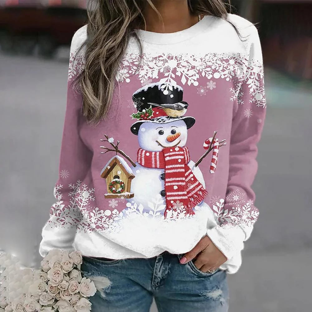 Damen Pullover Weihnachts Gerippter Winter | Mit Rundhalsausschnitt