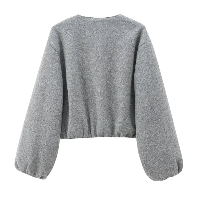 Damen Kurze Jacke Mit Reißverschluss | Lässig