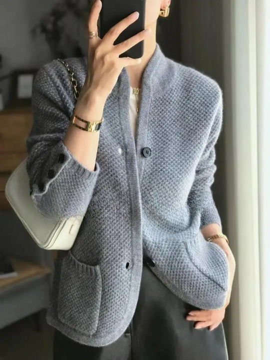 Damen Strickjacke Zuknöpfen Winter Strick | Kurze