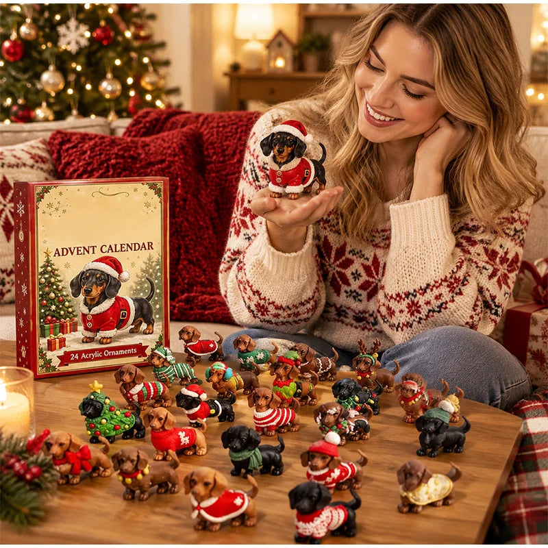 Dackel Adventskalender Mit Festlichen Hundefiguren | Weihnachten