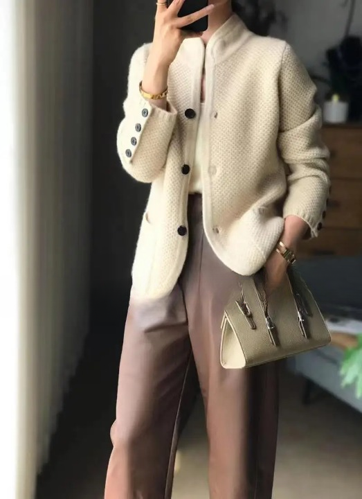 Damen Strickjacke Zuknöpfen Winter Strick | Kurze