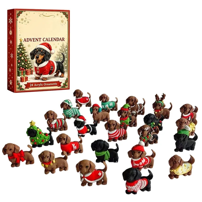 Dackel Adventskalender Mit Festlichen Hundefiguren | Weihnachten