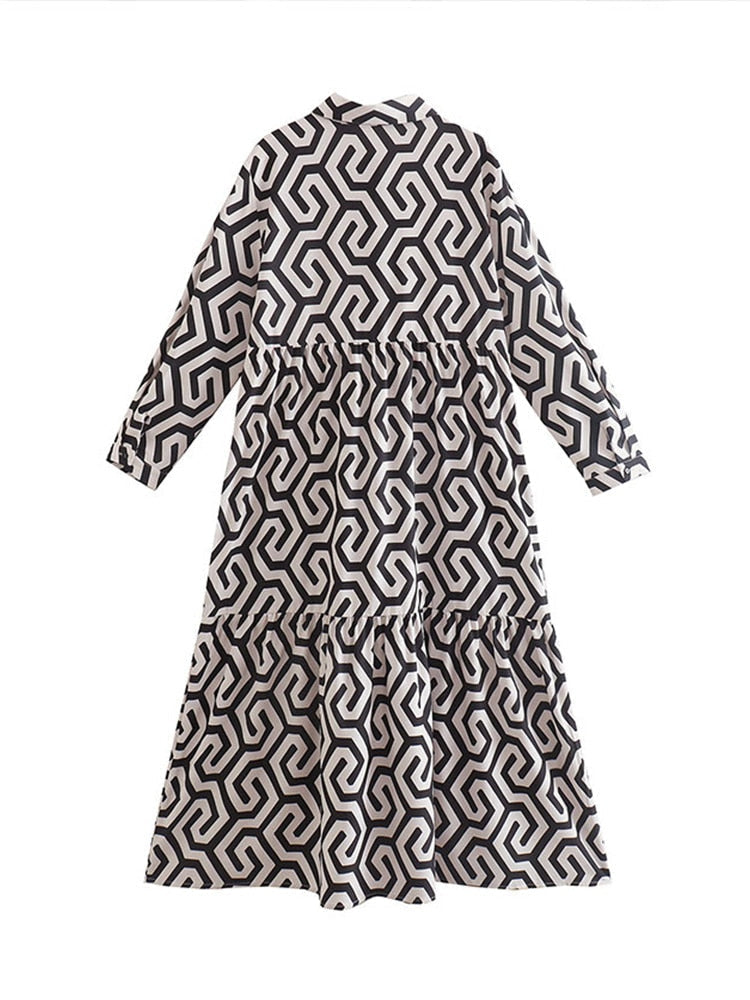 Damen Bedrucktes Hemdkleid | Midi