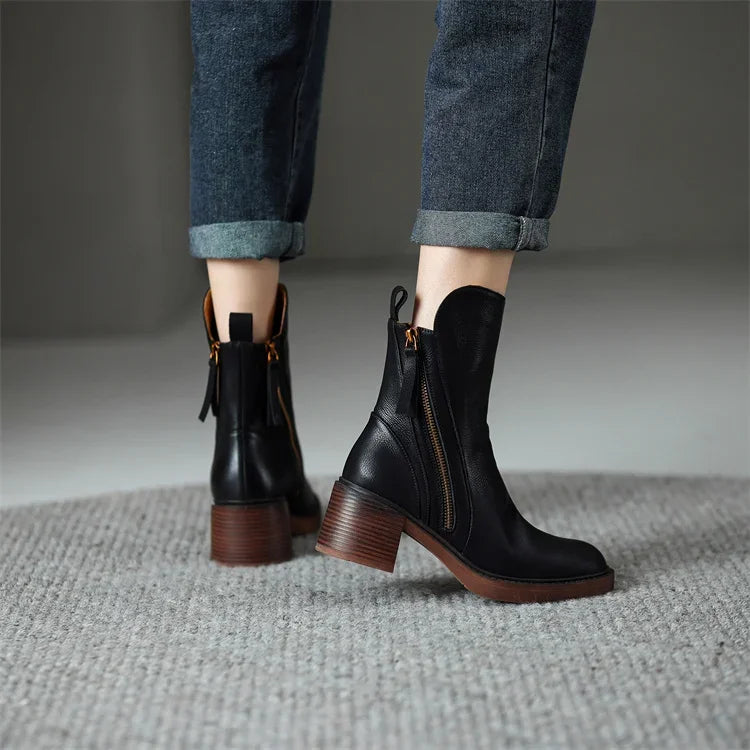Damen Stiefel Winter Lässig Reissverschluss | Blockabsatz