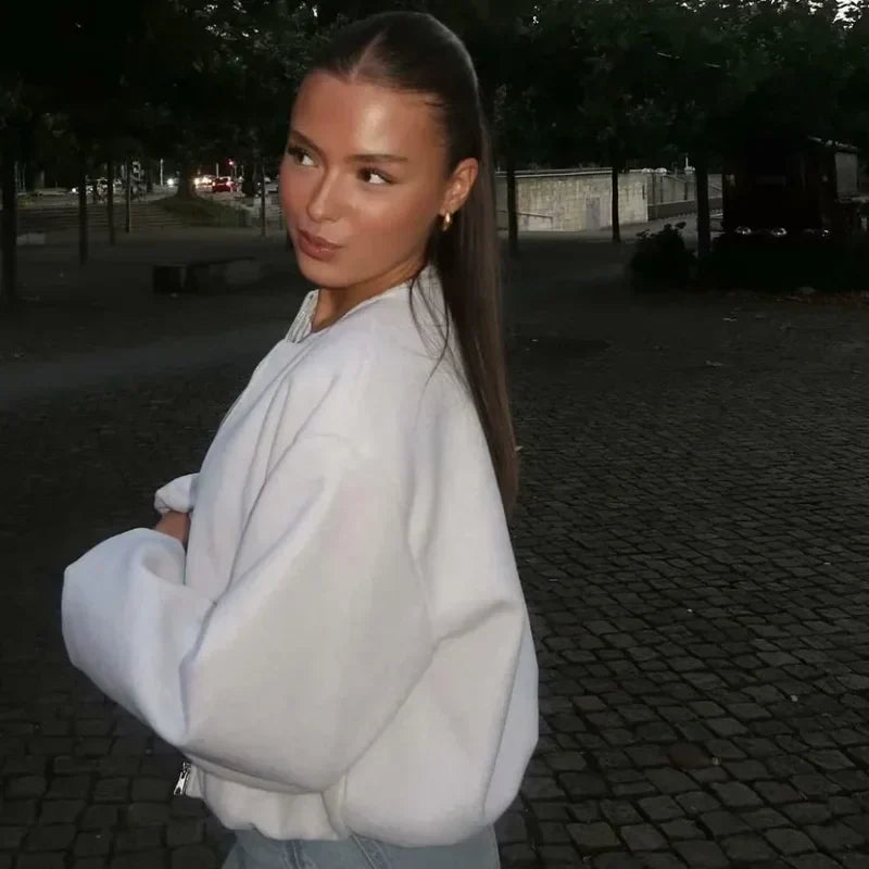 Damen Kurze Jacke Mit Reißverschluss | Lässig