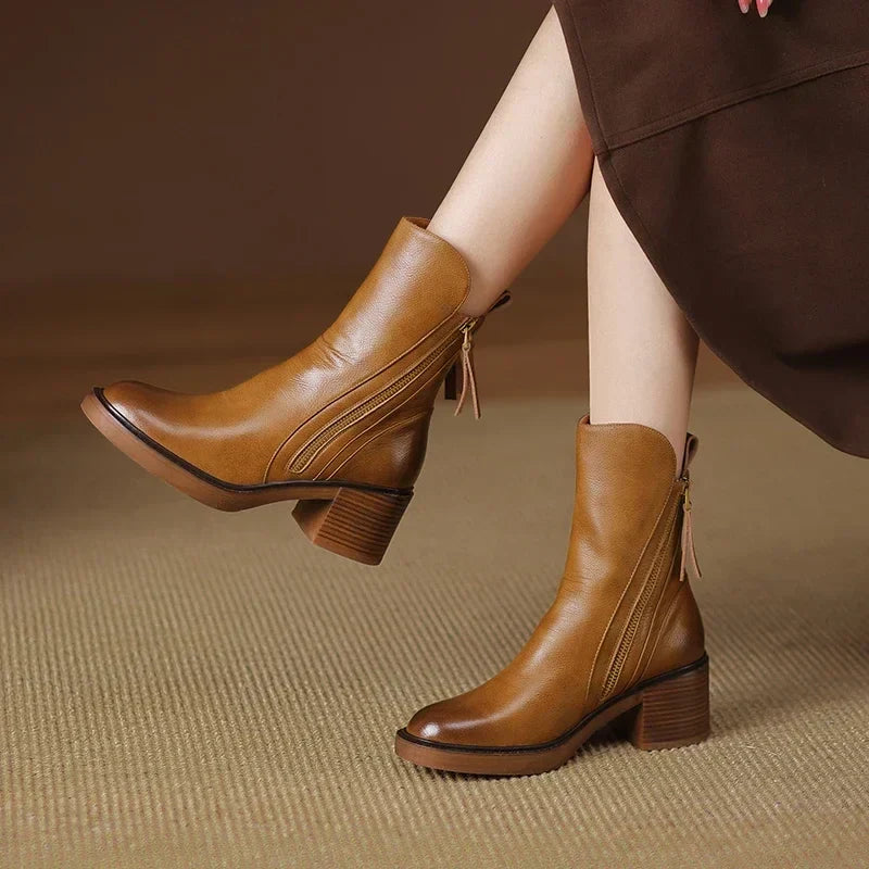Damen Stiefel Winter Lässig Reissverschluss | Blockabsatz