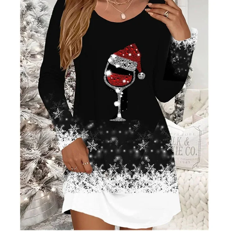 Damen Kleid Mini Langarm Weihnachten | Winter