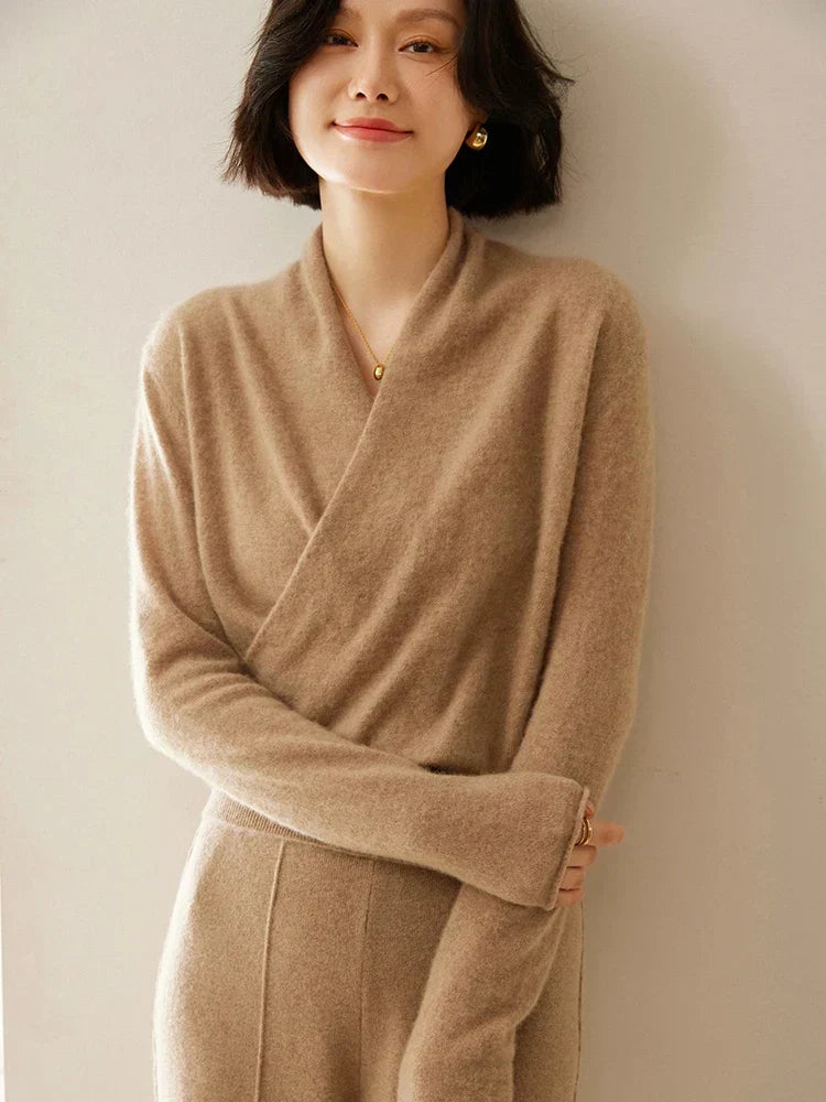 Damen Wickelpullover | Schmale Passform