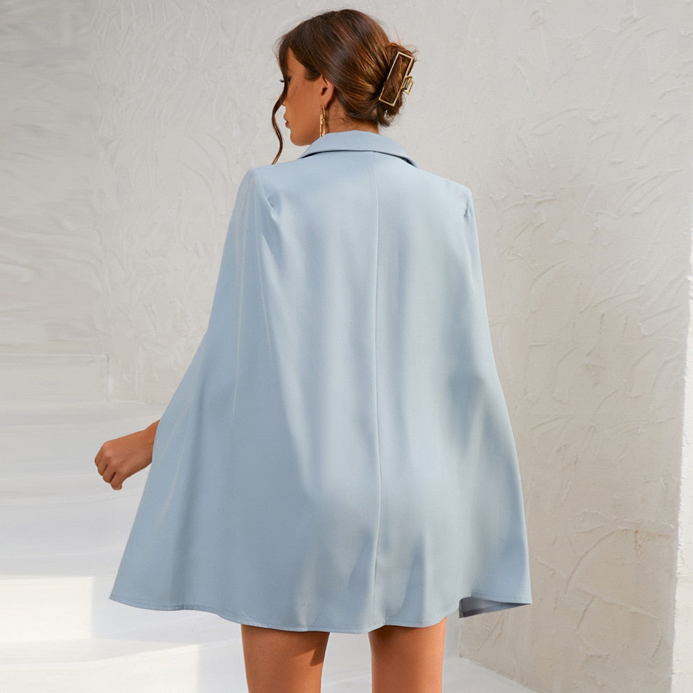 Damen Mini Kleid im Cape Blazer-Stil | Gürtel