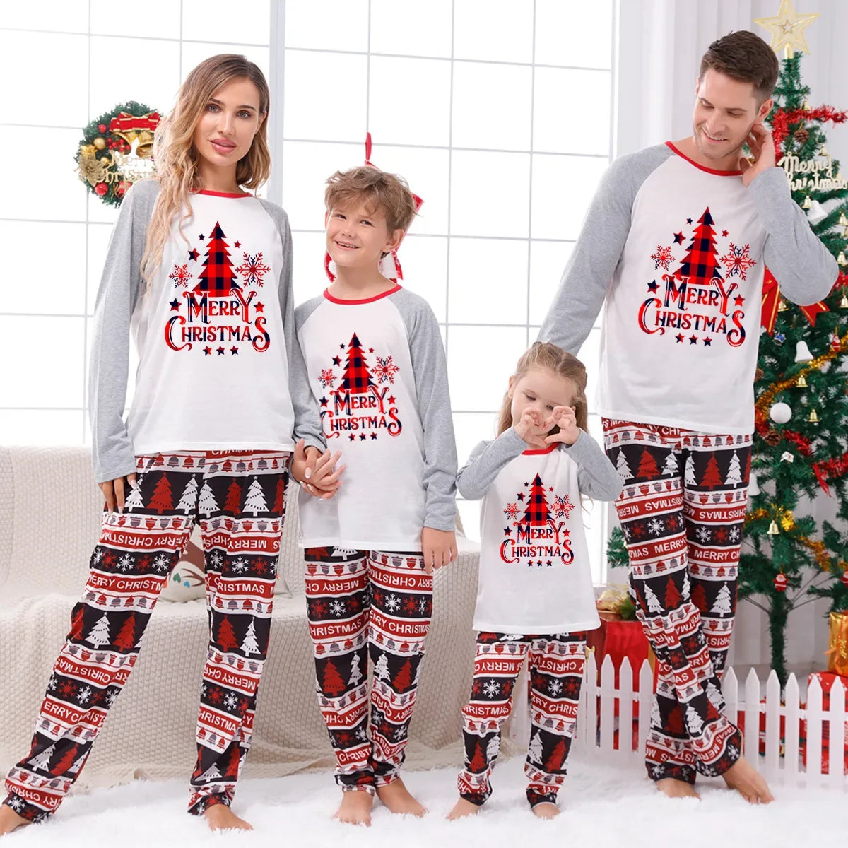 Familien Winter-Weihnachtspyjama-Set Im Partnerlook | Bedruckt