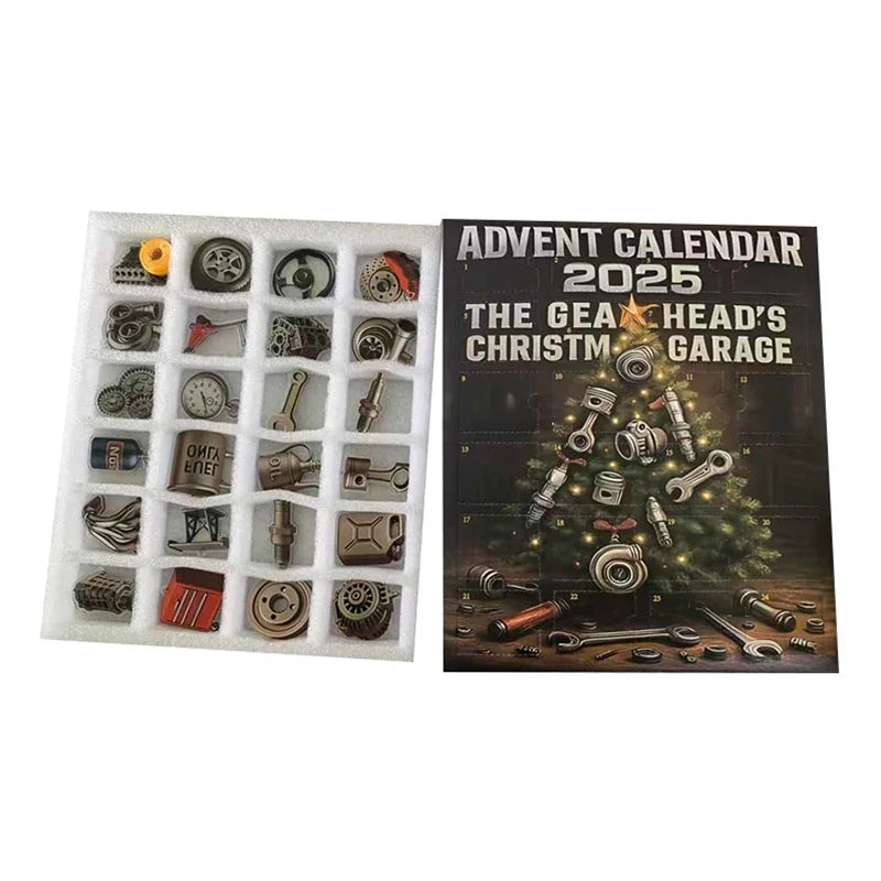 Auto Adventskalender Mit Fahrzeugteil Und Werkzeug Anhängern | Weihnachten
